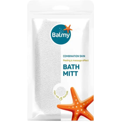 Balmy Polyester Bath Glove for Gentle Exfoliation - White by Beauty Care Bag