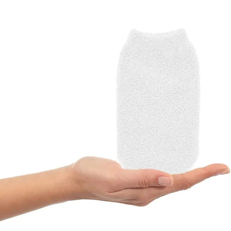 Balmy Polyester Bath Glove for Gentle Exfoliation - White by Beauty Care Bag