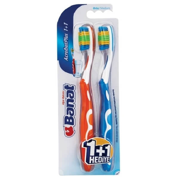 Banat Acrobat Plus Toothbrush Twin Pack 2 Count by Beauty Care Bag