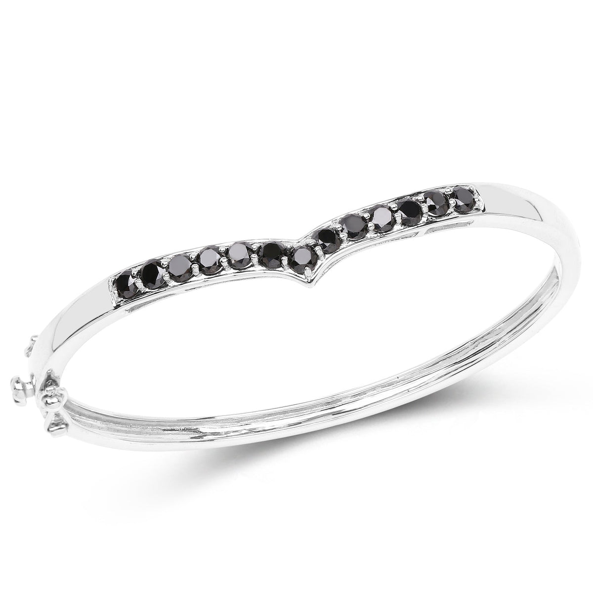 2.28 carat black diamond sterling silver bangle by Avera Group