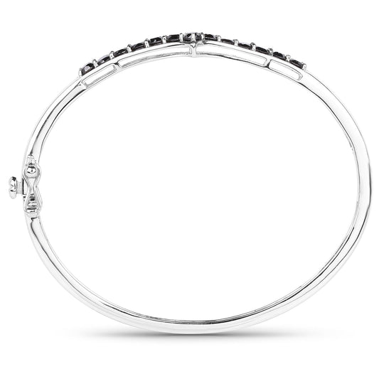 2.28 carat black diamond sterling silver bangle by Avera Group, view 2