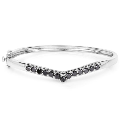 2.28 carat black diamond sterling silver bangle by Avera Group, view 3