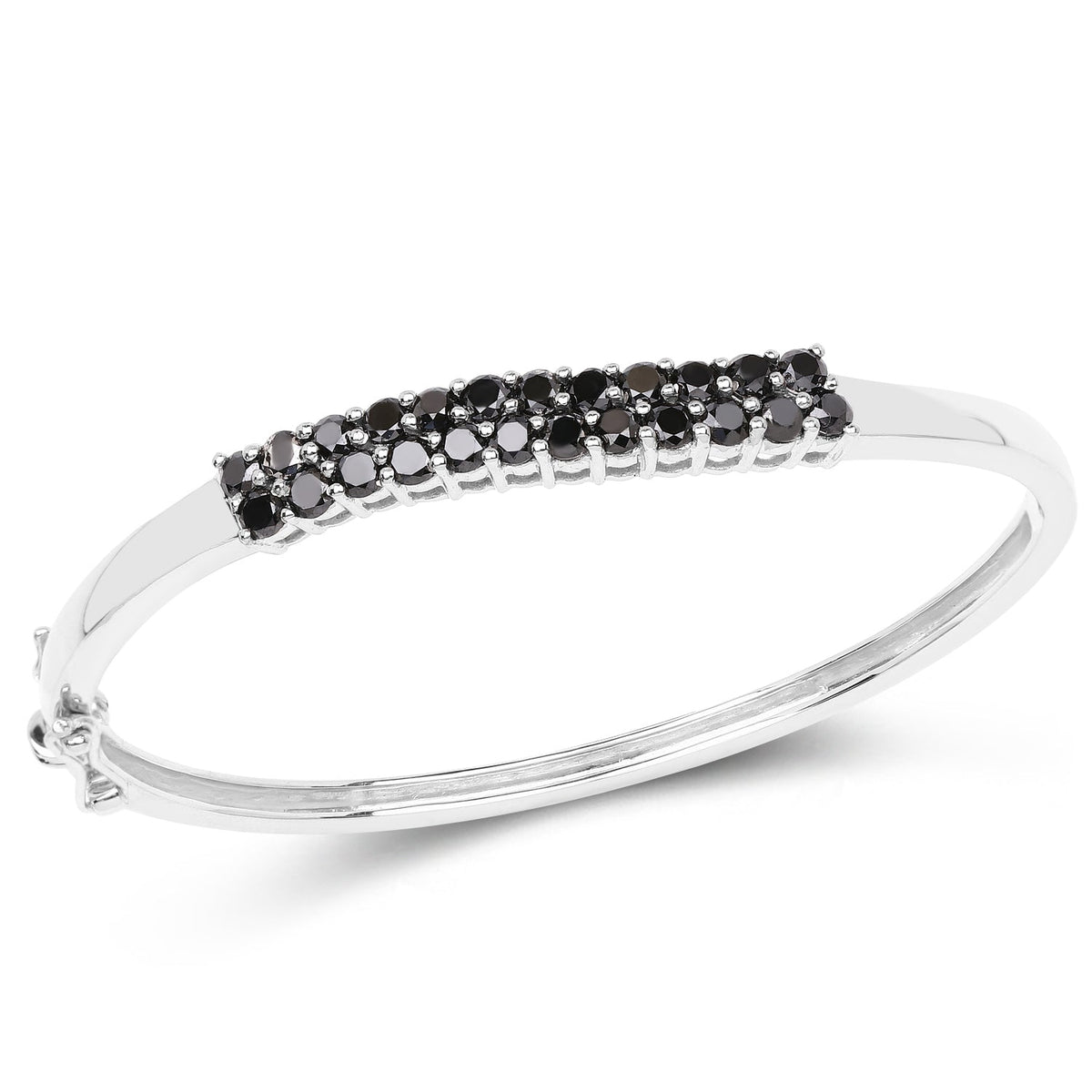 3.53 ct black diamond .925 sterling silver bangle by Avera Group
