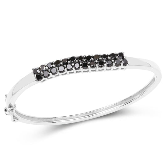3.53 ct black diamond .925 sterling silver bangle by Avera Group