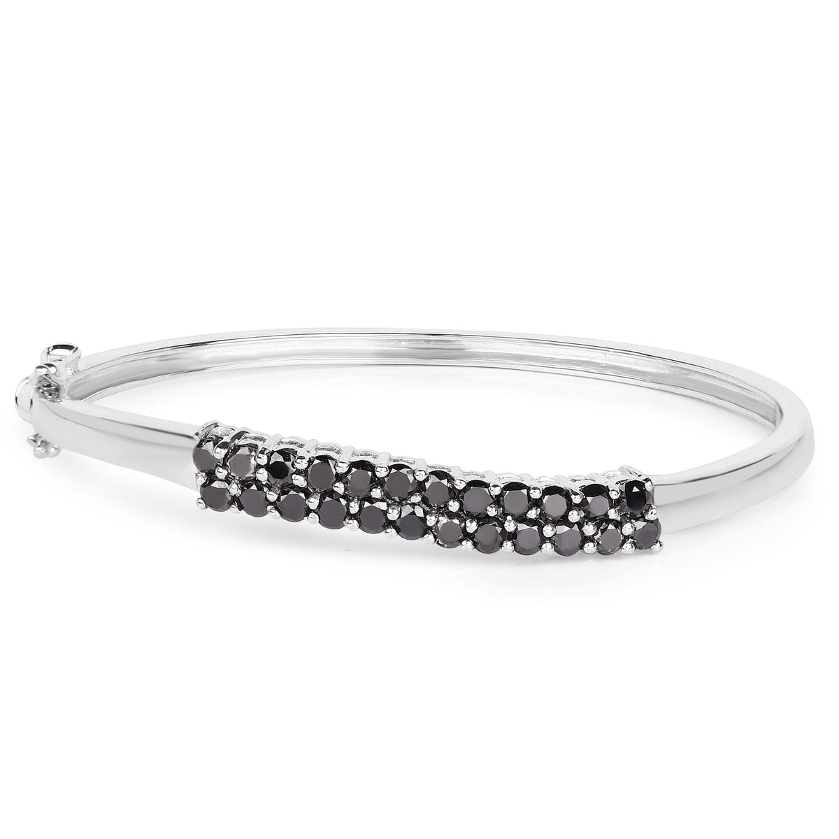 3.53 ct black diamond .925 sterling silver bangle by Avera Group, view 3