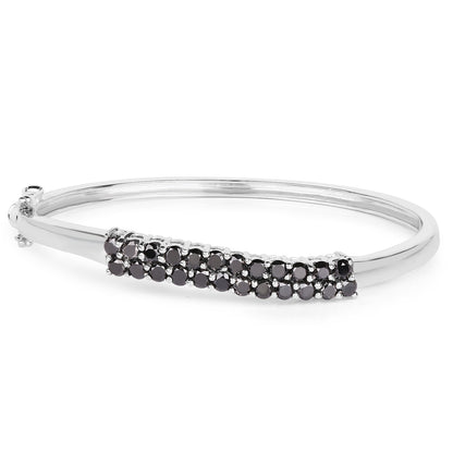 3.53 ct black diamond .925 sterling silver bangle by Avera Group, view 3