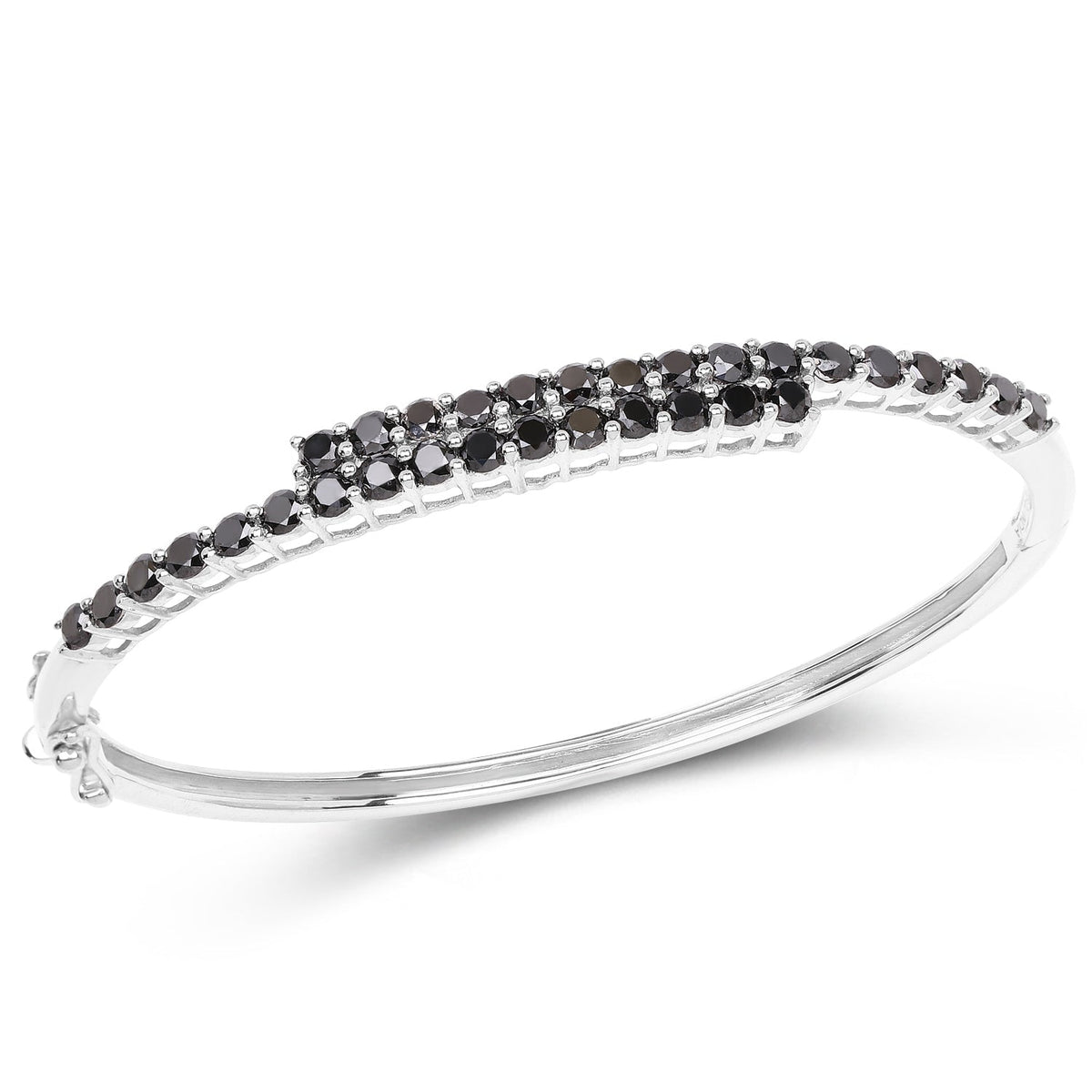4.00 ct black diamond .925 sterling silver bangle by Avera Group