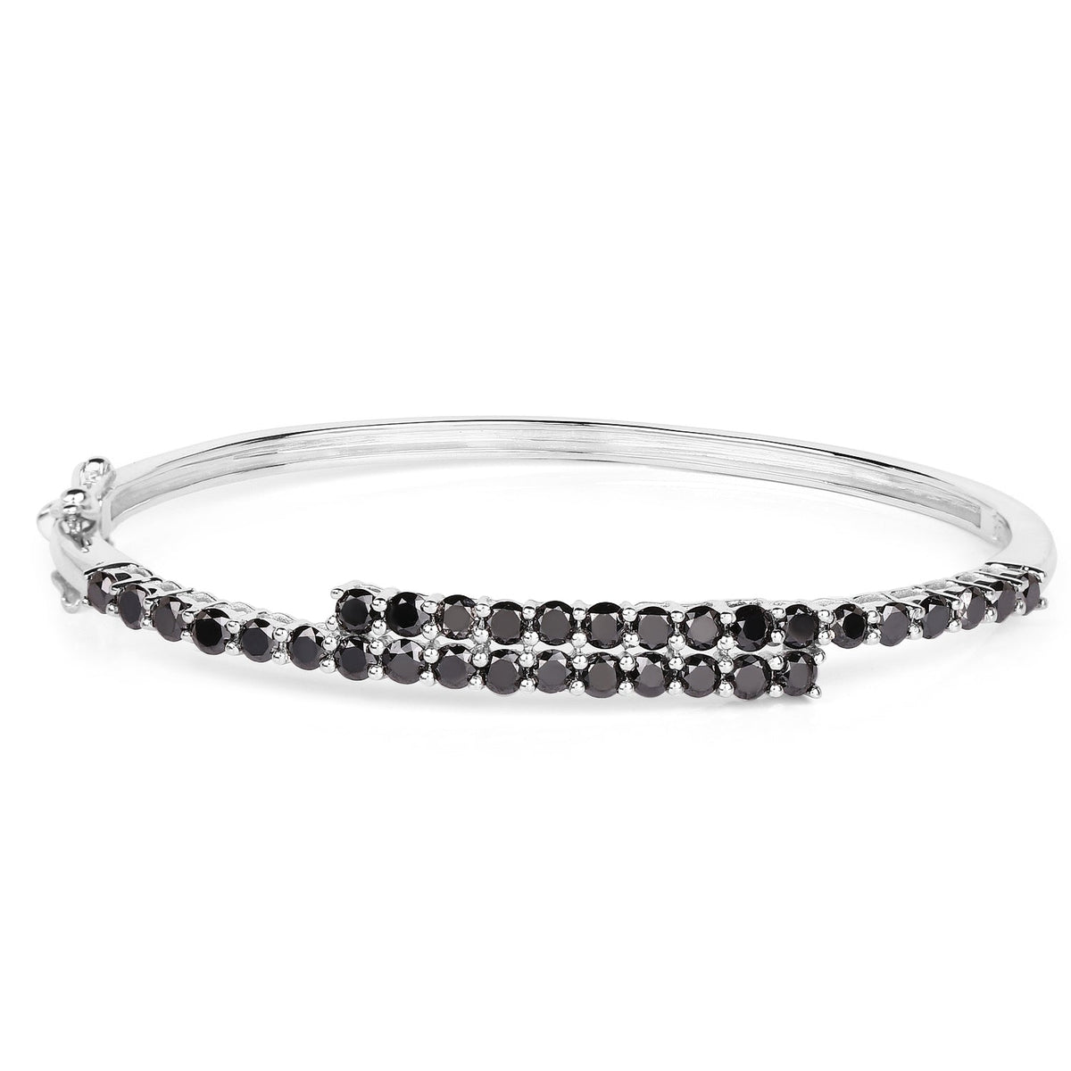 4.00 ct black diamond .925 sterling silver bangle by Avera Group, view 3