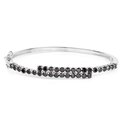 4.00 ct black diamond .925 sterling silver bangle by Avera Group, view 3