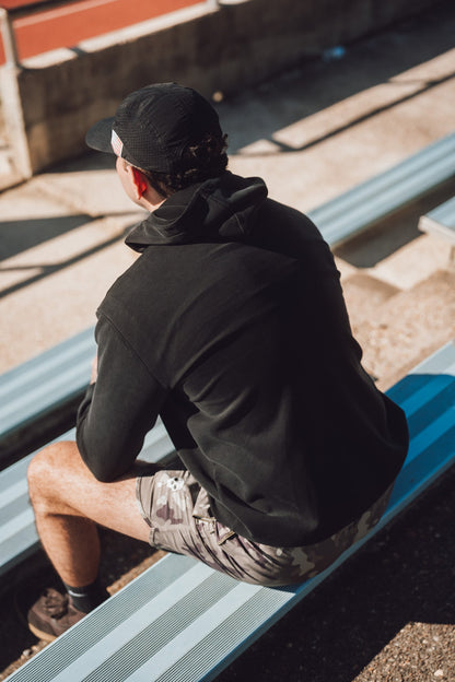 MEN'S | BASE LAYER HOODIE : BLACK by Alpha Country Training + Nutrition