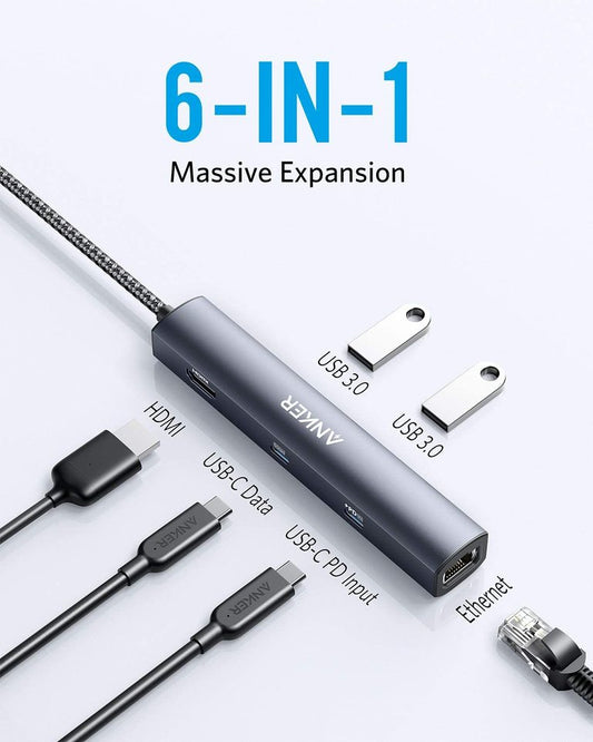 Anker <b>543</b> USB-C Hub (6-in-1, Slim) by Anker