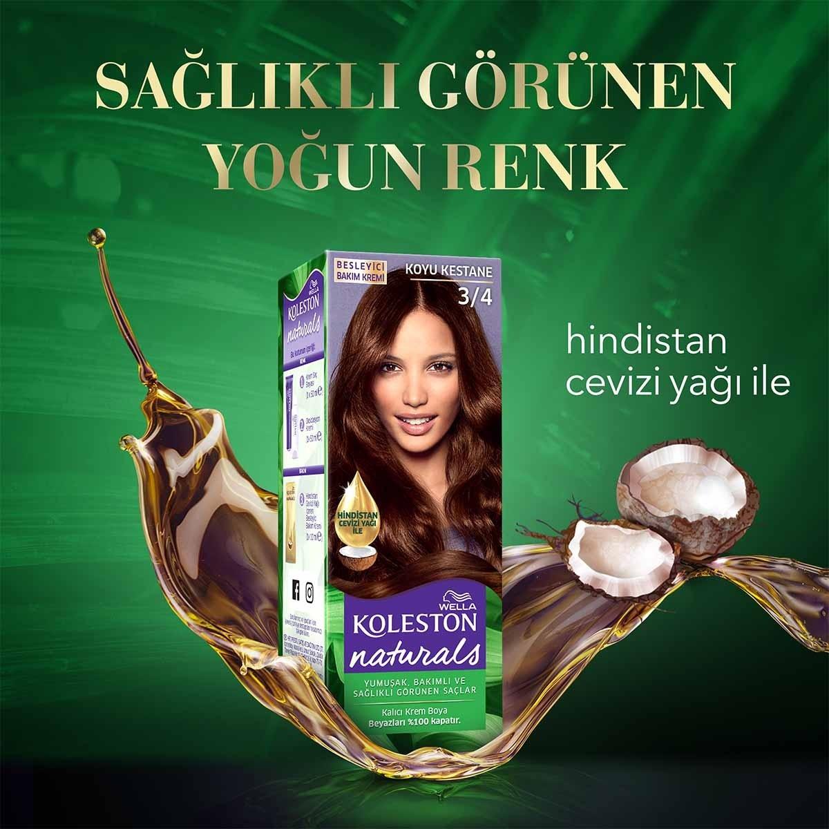 Wella Koleston Naturals Dark Brown Hair Dye - Perfect Gray Coverage & Coconut Oil Nourishment for Intense Color by Beauty Care Bag