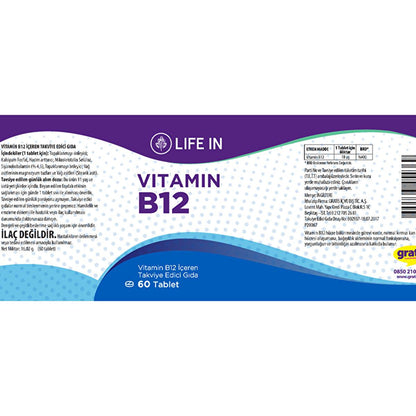 Life In B12 - Vitamin B12 Supplement for Adults and Children Over 11 Years - Boosts Immune System, Reduces Fatigue by Beauty Care Bag