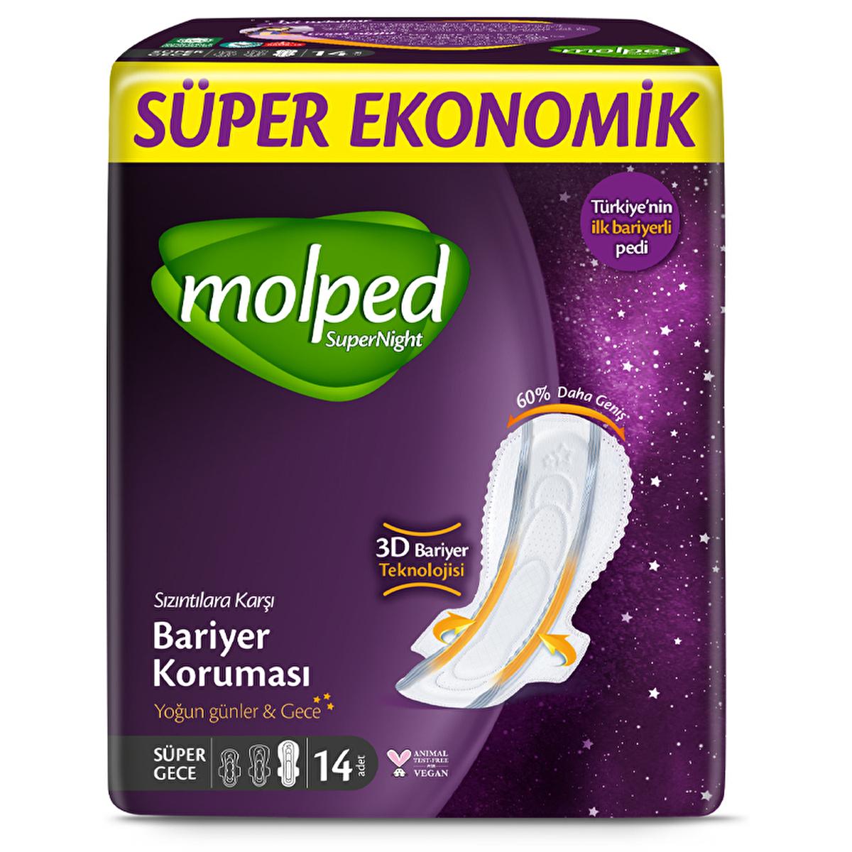 Molped Supernight overnight sanitary pads, 14 count
