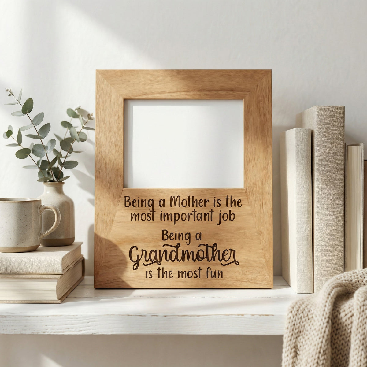 Grandmother Photo Frame - Mothers Day Gift for Grandma - Wood Picture Frame Inspirational Quote by Joyful Moose