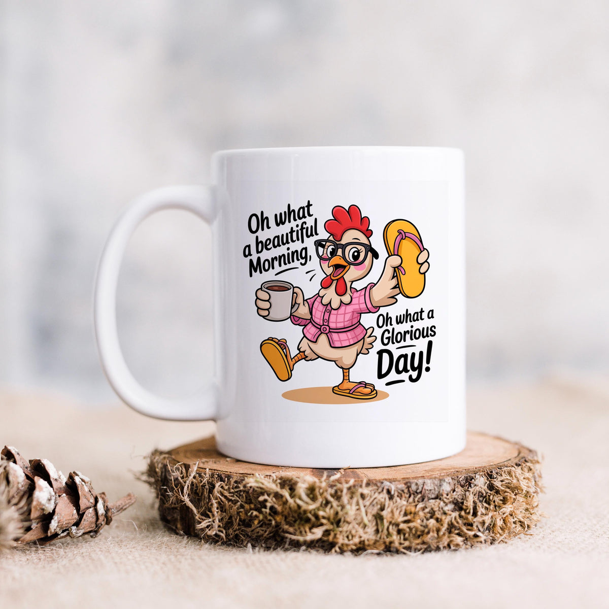 Funny Chicken Mug - Ceramic Coffee Mug, Microwave Safe Morning Cup by Joyful Moose