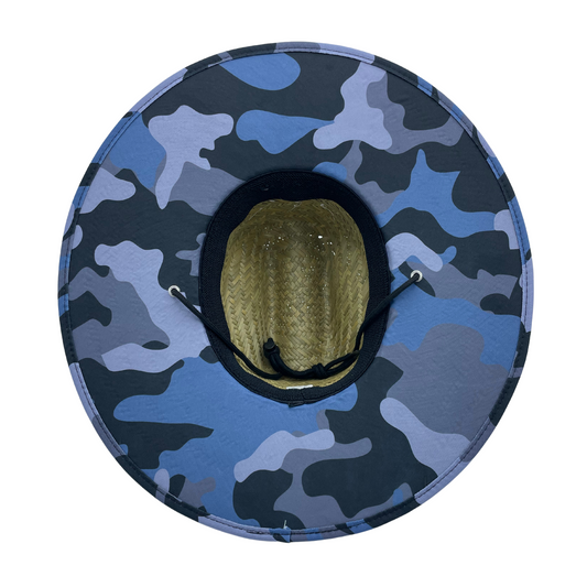 Mens Straw Beach Hat - Blue Camouflage by COR Surf