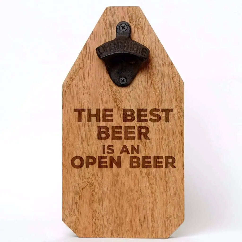 Beer Bottle Opener Sign - Rustic Wooden Decor - Unique Boyfriend Gift - "Best Beer Is An Open Beer" by Joyful Moose
