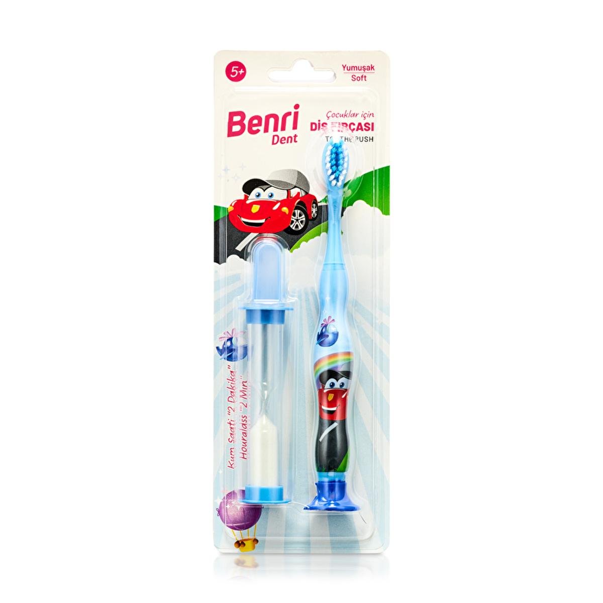 Benri Dent Children's Toothbrush with Soft Bristles & 2-Minute Sand Timer - Gentle on Teeth & Gums, Ergonomic Handle, Kid's Oral CareToothpasteTorqelo.com