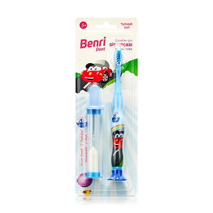 Benri Dent Children's Toothbrush with Soft Bristles & 2-Minute Sand Timer - Gentle on Teeth & Gums, Ergonomic Handle, Kid's Oral CareToothpasteTorqelo.com