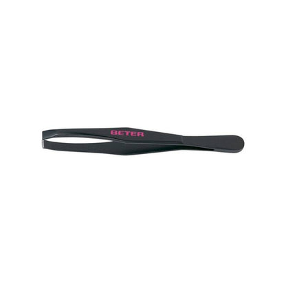 Beter Flat Tip Tweezers with Black Coating 1 pc by Beauty Care Bag