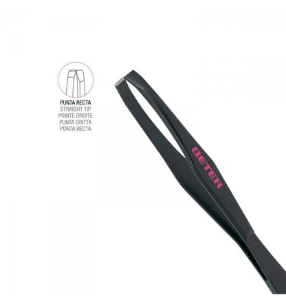Beter Flat Tip Tweezers with Black Coating 1 pc by Beauty Care Bag