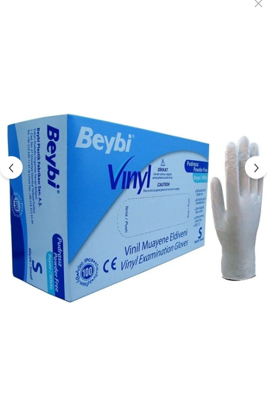 Beybi Vinyl Powder-Free Examination Gloves Small 100 Count by Beauty Care Bag