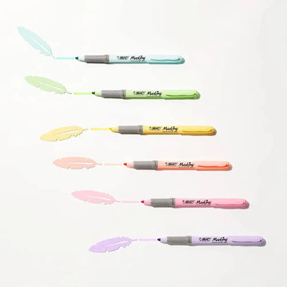 BIC Highlighter Grip Pastel, Highlighter Pens with Adjustable Chisel Tip, Rubber Grip for Extra Comfort, Assorted Colours, Pack of 6Highlighter PliersTorqelo.com