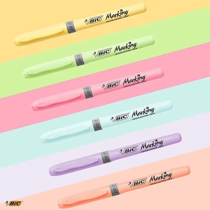 BIC Highlighter Grip Pastel, Highlighter Pens with Adjustable Chisel Tip, Rubber Grip for Extra Comfort, Assorted Colours, Pack of 6Highlighter PliersTorqelo.com