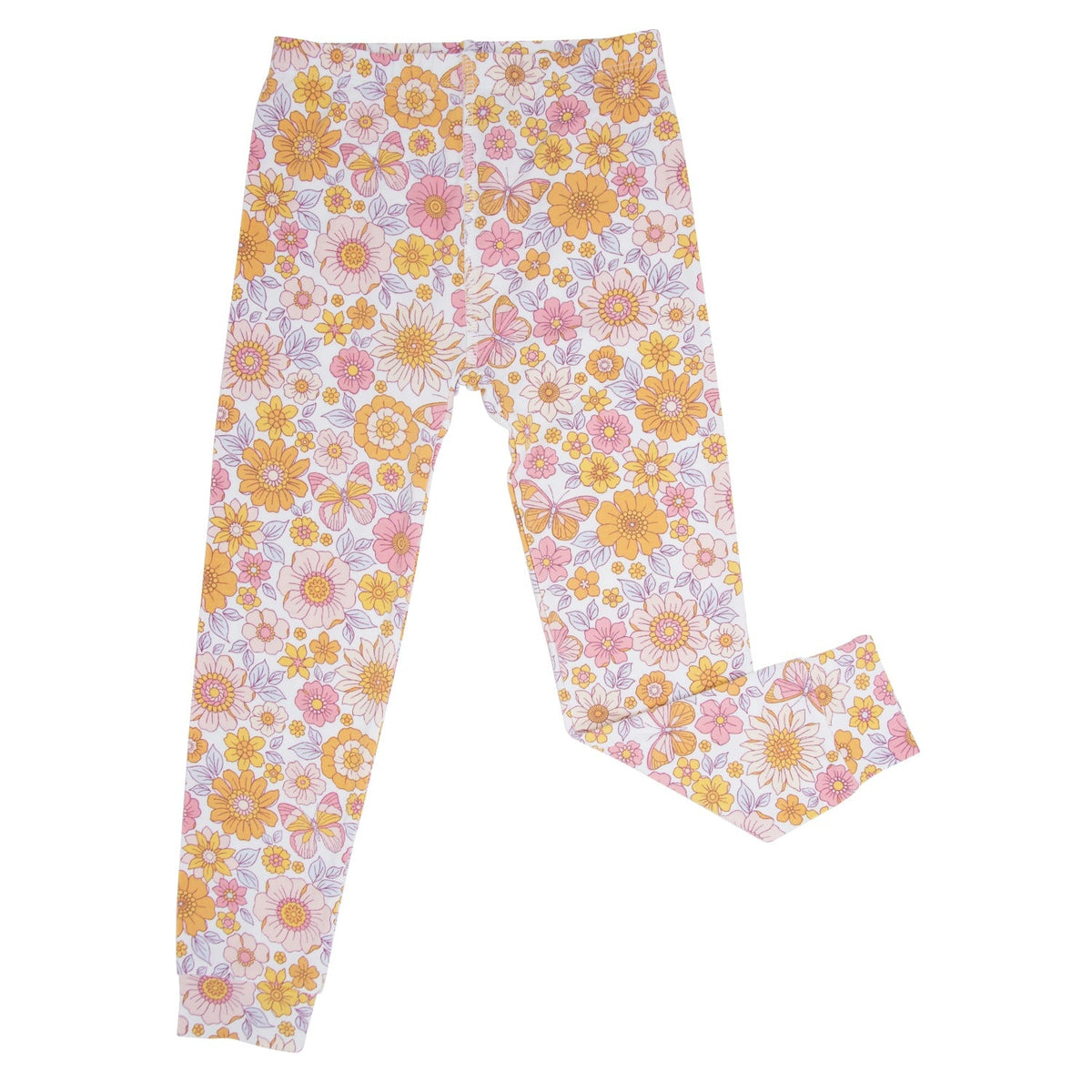 Retro Vintage Flowers Big Kid Pajama Set by Sweet Bamboo