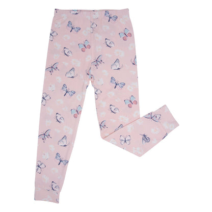 Pink Butterfly Daisy Bamboo Big Kid Pajama Set by Sweet Bamboo