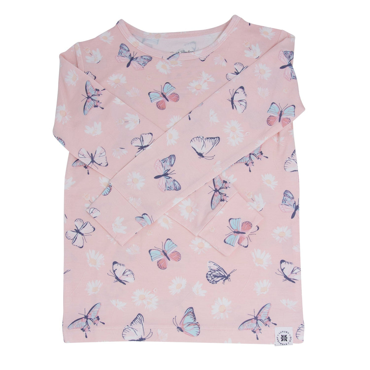Pink Butterfly Daisy Bamboo Big Kid Pajama Set by Sweet Bamboo