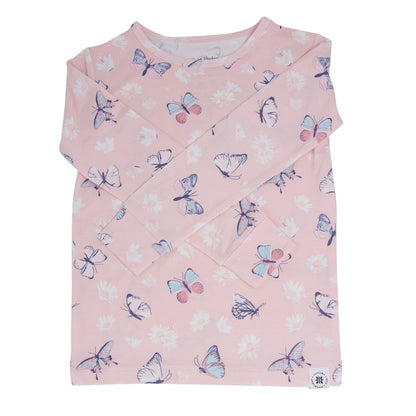 Pink Butterfly Daisy Bamboo Big Kid Pajama Set by Sweet Bamboo
