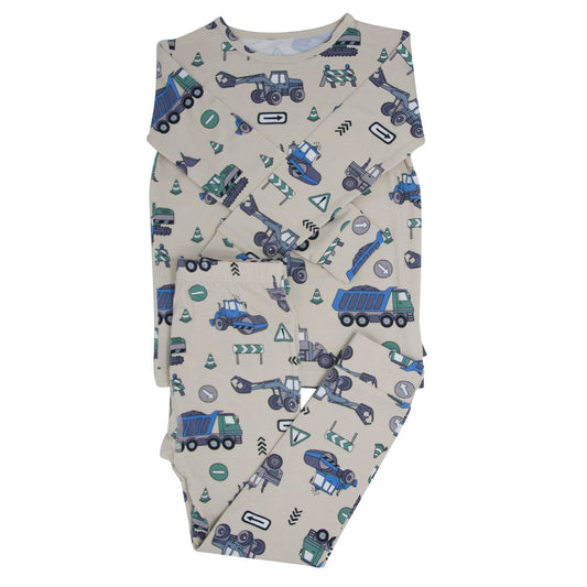 Trucks Diggers Construction Big Kid Pajama by Sweet Bamboo
