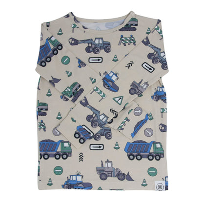 Trucks Diggers Construction Big Kid Pajama by Sweet Bamboo