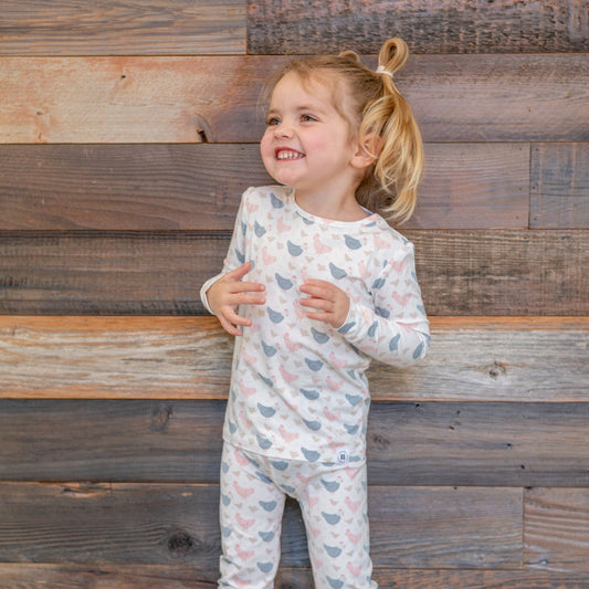 Pink Farm Hens Bamboo Big Kid Pajama by Sweet Bamboo