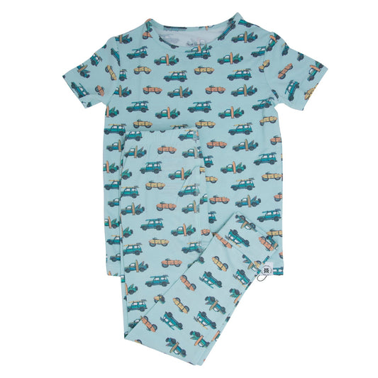 Surfing Beach Big Kid Pajama S/S by Sweet Bamboo