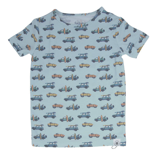 Surfing Beach Big Kid Pajama S/S by Sweet Bamboo