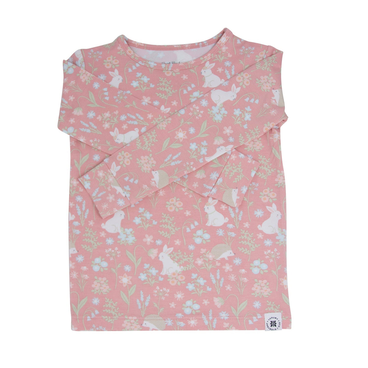 Pink Bunny Floral Big Kid Pajama Set by Sweet Bamboo