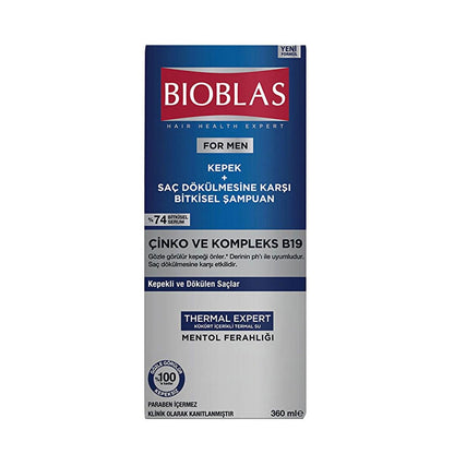 Bioblas Anti-Dandruff Shampoo with Zinc and Menthol for Hair Loss Treatment - 12.18 fl ozShampooTorqelo.com