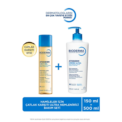 Bioderma Atoderm Moisturizing Cream and Body Oil Set 500ml + 150ml by Beauty Care Bag