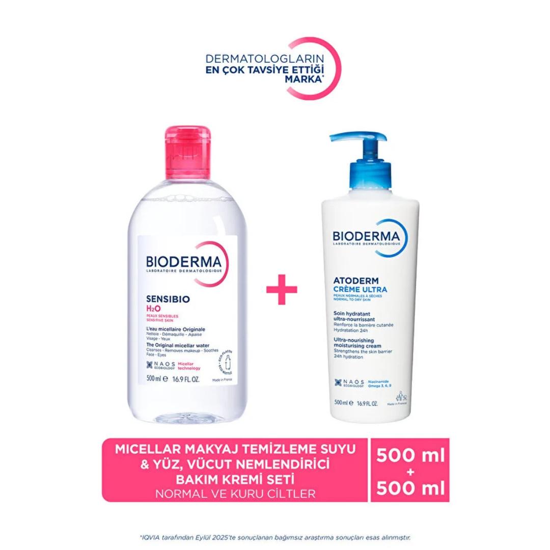 Bioderma Atoderm Cream & Sensibio Micellar Water Set 2x500ml by Beauty Care Bag