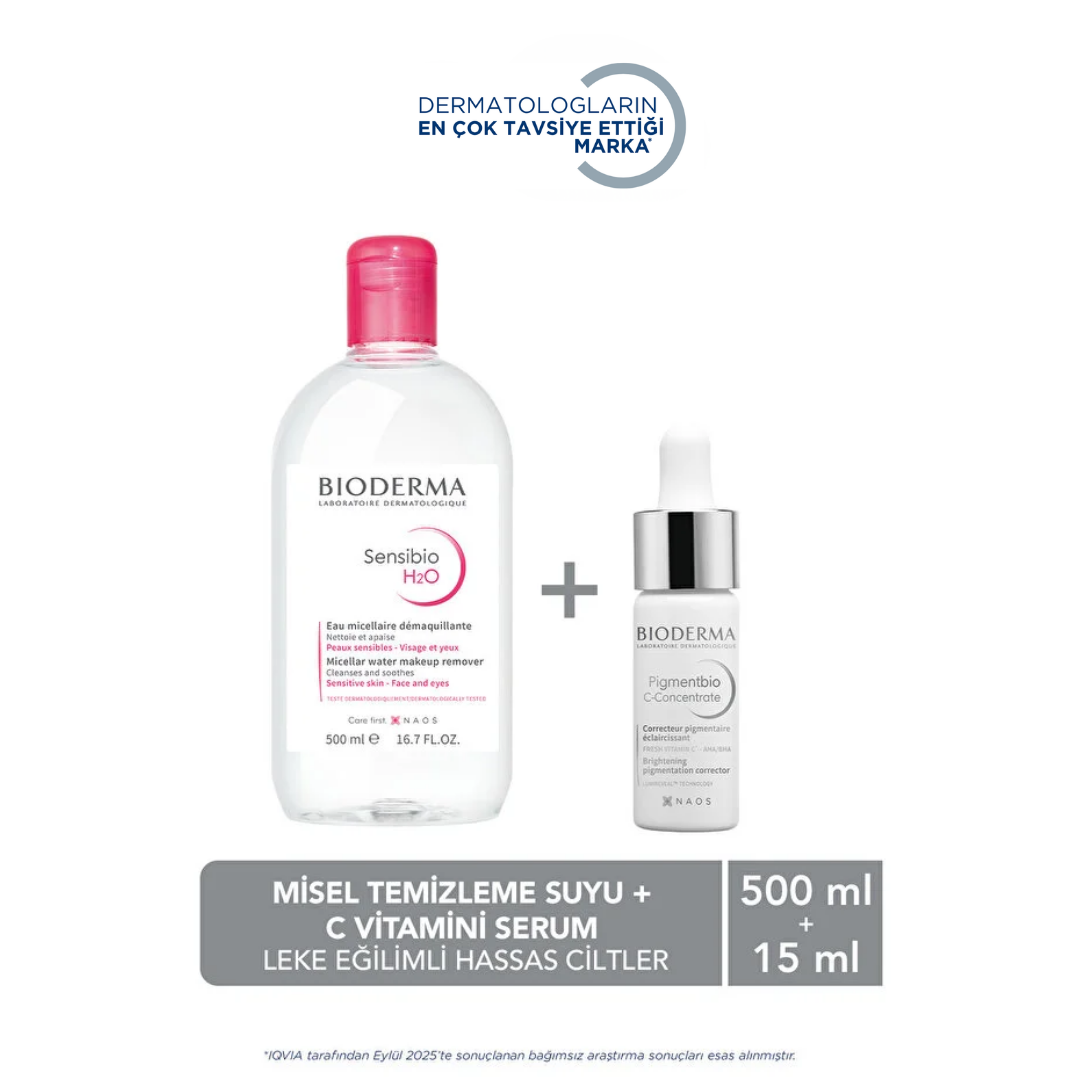 Bioderma Pigmentbio C-Vitamin Night Serum 15ml & Sensibio Micellar 500ml by Beauty Care Bag