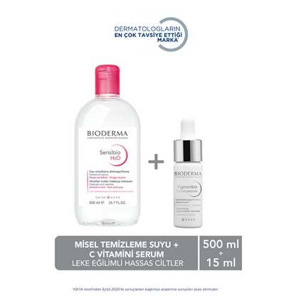 Bioderma Pigmentbio C-Vitamin Night Serum 15ml & Sensibio Micellar 500ml by Beauty Care Bag