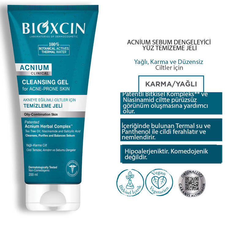 Bioxcin Acnium Cleansing Gel Sebum Balancing Face Wash 200 ml by Beauty Care Bag