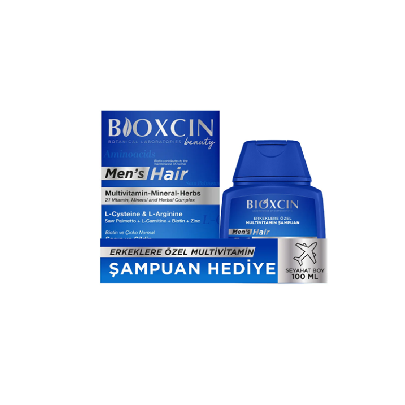 Bioxcin Men's Hair Care Set with 30 Tablets & 100ml Shampoo by Beauty Care Bag