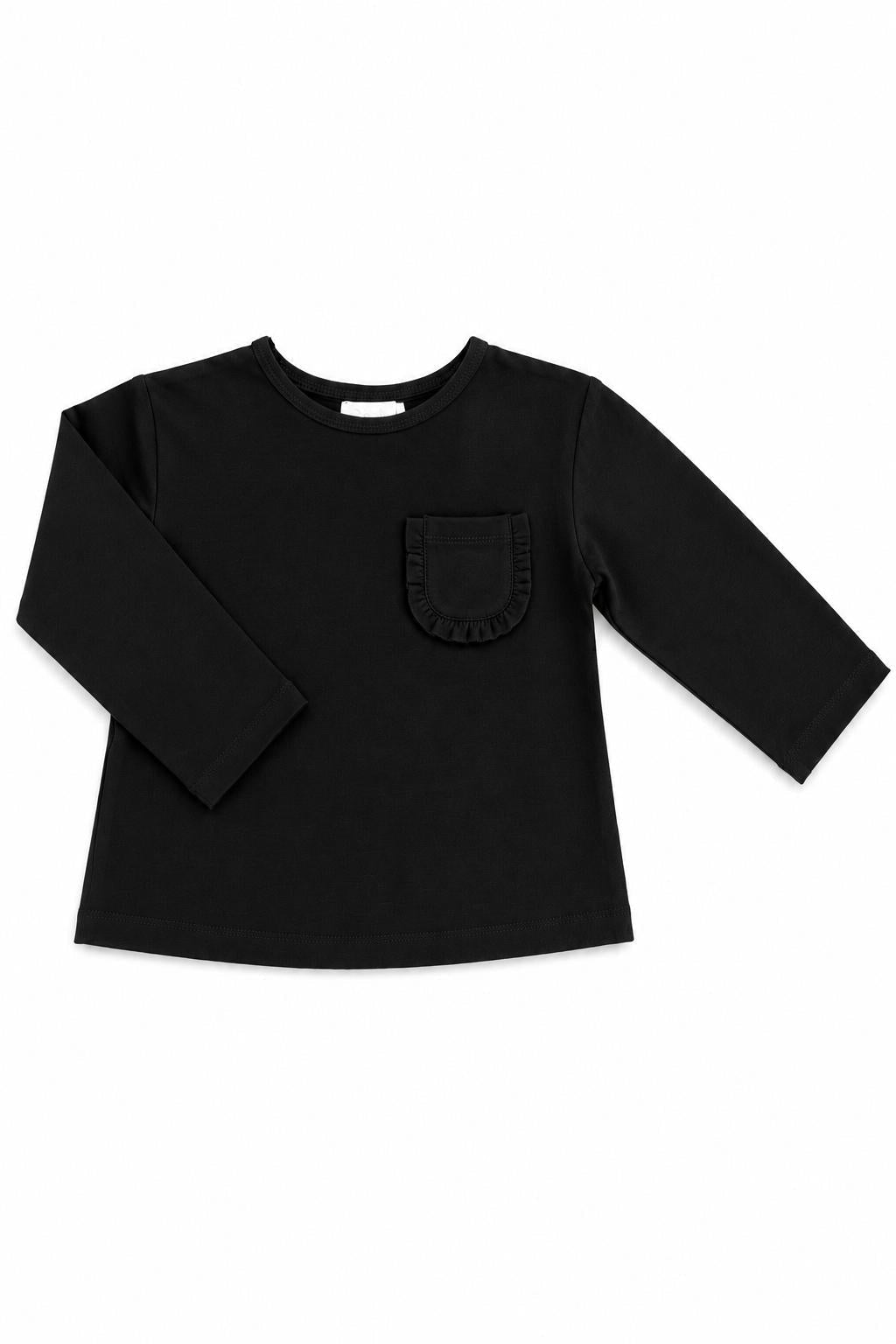 Black L/S Ruffle Pocket TeeRuffle Pocket Tee-L/STorqelo.com