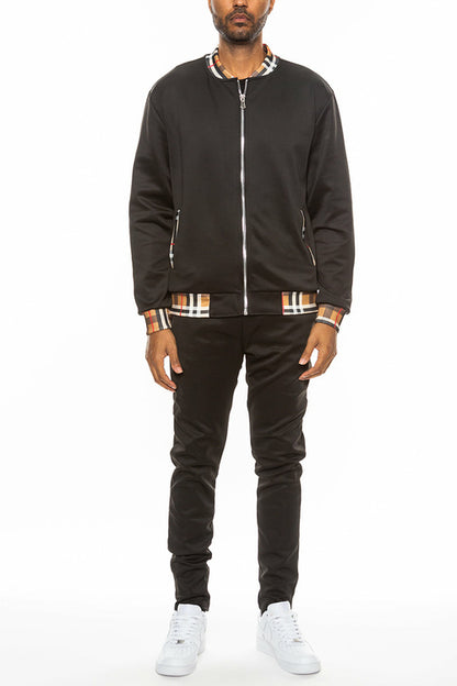Checkered Detail Track Jacket Set by Lime Milo