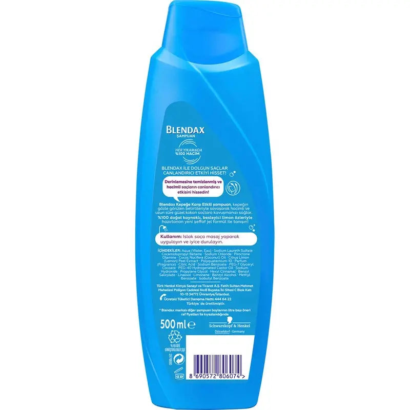 Blendax Lemon Anti-Dandruff Shampoo for Flake-Free Hair 500ml by Beauty Care Bag