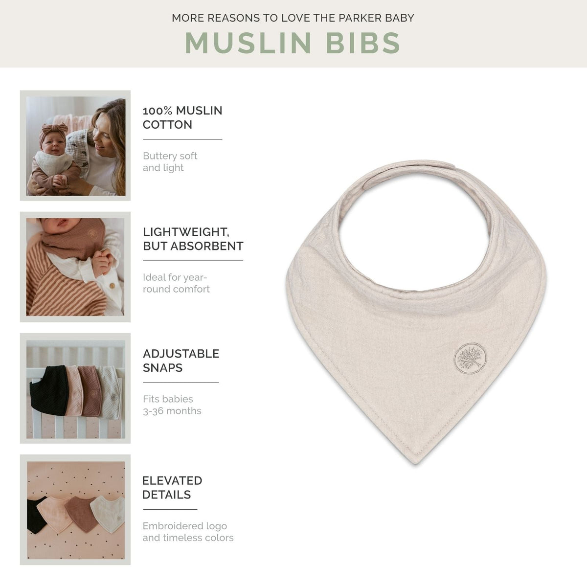 Bliss Muslin Bandana Bibs Set (4-Pack) by Parker Baby Co.